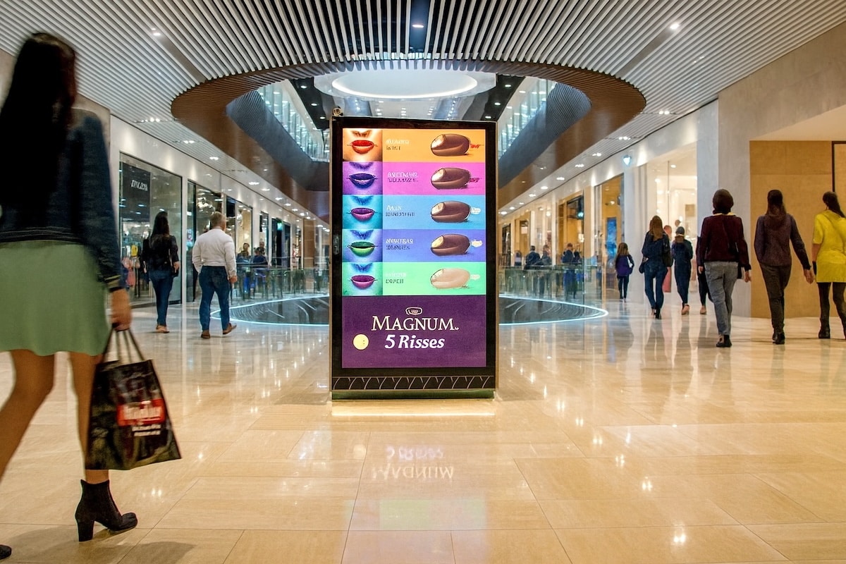 Retail Media Networks - Digital Signature Screens Magnum at Shopping Mall
